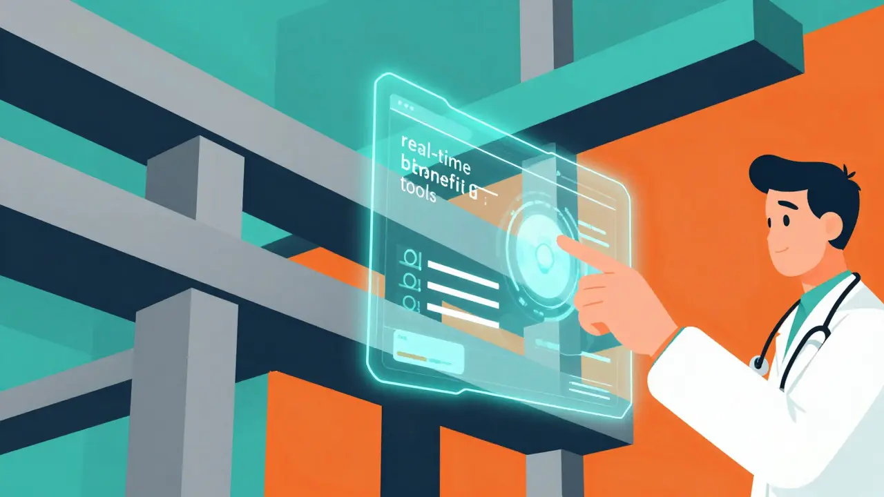 Modern healthcare provider using a digital interface for electronic prior authorization.